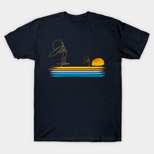 Wing foil surfers racing line art graphic T-Shirt